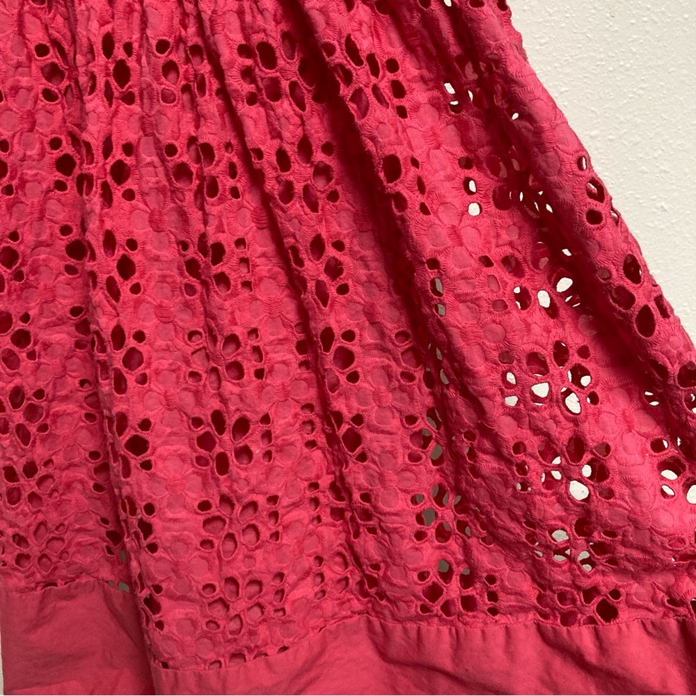 Eliza J Women’s Hot Pink A-line Dress Sleeveles Embroidered Cotton Size 6 - Picture 3 of 16